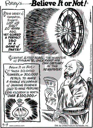Ripley's Believe It or Not on Friday March 9, 2001 Comic Strip
