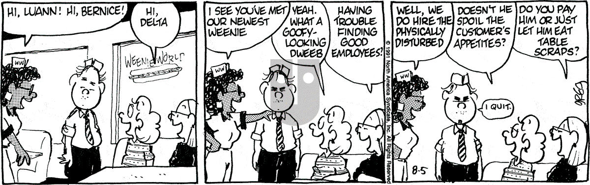 Luann - Monday August 5, 1991 Comic Strip
