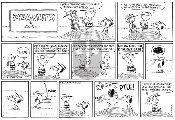 Peanuts on Sunday August 15, 1965 Comic Strip