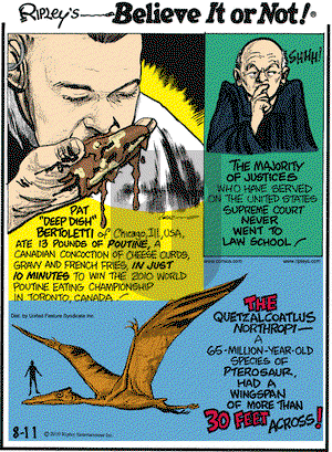 Ripley's Believe It or Not on Wednesday August 11, 2010 Comic Strip