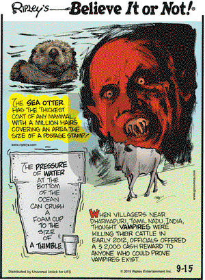 Ripley's Believe It or Not on Tuesday September 15, 2015 Comic Strip
