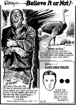 Ripley's Believe It or Not on Saturday October 15, 2005 Comic Strip