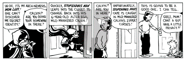 Calvin and Hobbes on Friday October 13, 1989 Comic Strip