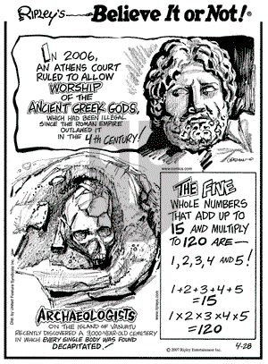 Ripley's Believe It or Not on Saturday April 28, 2007 Comic Strip