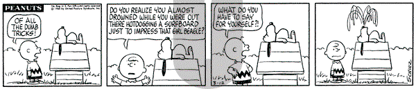 Peanuts on Thursday August 12, 1965 Comic Strip