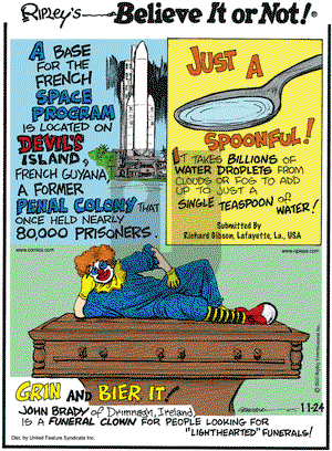 Ripley's Believe It or Not on Wednesday November 24, 2010 Comic Strip