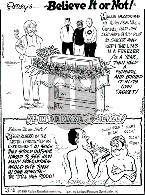 Ripley's Believe It or Not on Monday December 6, 1999 Comic Strip