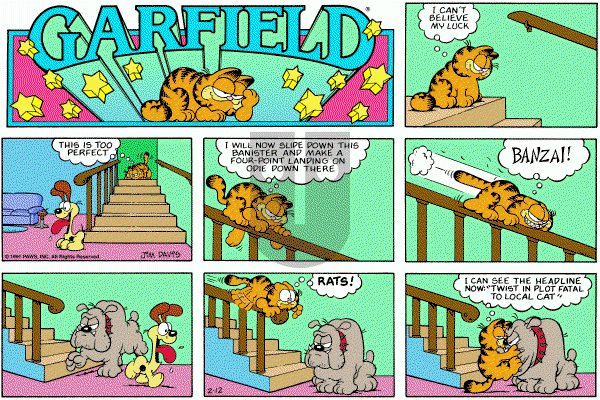 Garfield on Sunday February 12, 1984 Comic Strip