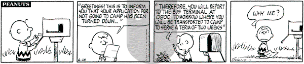 Peanuts on Friday June 28, 1974 Comic Strip