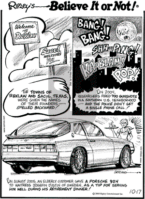 Ripley's Believe It or Not on Monday October 17, 2005 Comic Strip