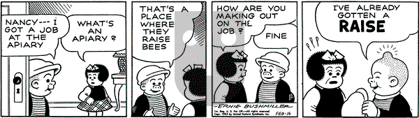 Nancy on Wednesday February 16, 1955 Comic Strip