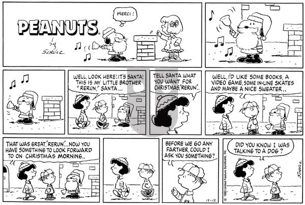 Peanuts on Sunday December 12, 1993 Comic Strip