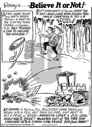 Ripley's Believe It or Not on Monday March 12, 2001 Comic Strip