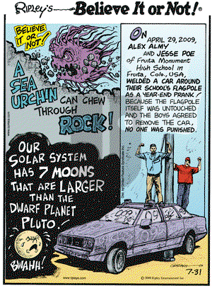Ripley's Believe It or Not on Friday July 31, 2009 Comic Strip