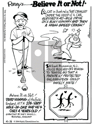 Ripley's Believe It or Not on Tuesday April 13, 2004 Comic Strip