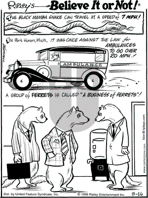 Ripley's Believe It or Not on Saturday May 16, 1998 Comic Strip