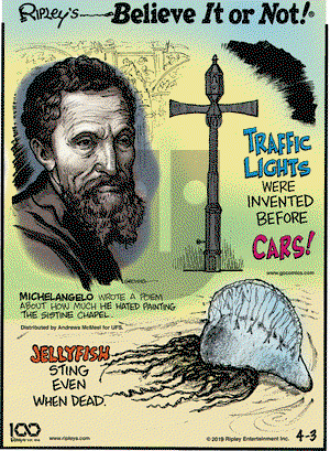 Ripley's Believe It or Not on Wednesday April 3, 2019 Comic Strip