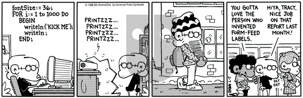 FoxTrot on Wednesday February 7, 1996 Comic Strip