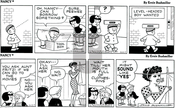 Nancy on Thursday July 14, 1955 Comic Strip