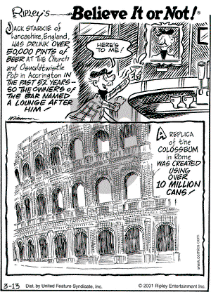 Ripley's Believe It or Not on Tuesday March 13, 2001 Comic Strip