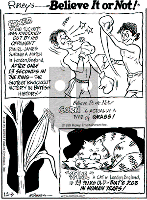 Ripley's Believe It or Not on Wednesday December 8, 1999 Comic Strip