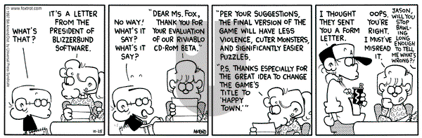 FoxTrot on Saturday October 25, 1997 Comic Strip