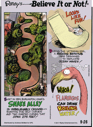 Ripley's Believe It or Not on Tuesday September 26, 2017 Comic Strip