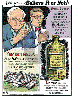Ripley's Believe It or Not - Thursday September 22, 2022 Comic Strip