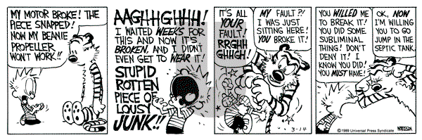 Calvin and Hobbes on Tuesday March 14, 1989 Comic Strip