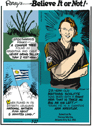 Ripley's Believe It or Not - Tuesday July 27, 2010 Comic Strip