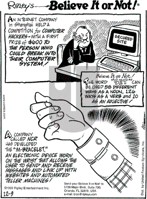 Ripley's Believe It or Not on Thursday December 9, 1999 Comic Strip