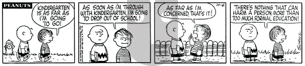 Peanuts on Monday October 6, 1958 Comic Strip