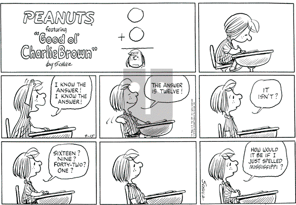 Peanuts - Sunday September 15, 1974 Comic Strip
