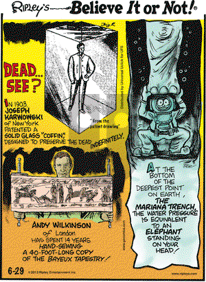 Ripley's Believe It or Not on Saturday June 29, 2013 Comic Strip