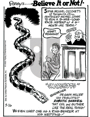Ripley's Believe It or Not on Monday September 16, 2002 Comic Strip