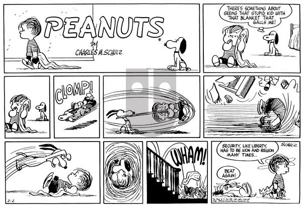 Peanuts on Sunday February 2, 1958 Comic Strip