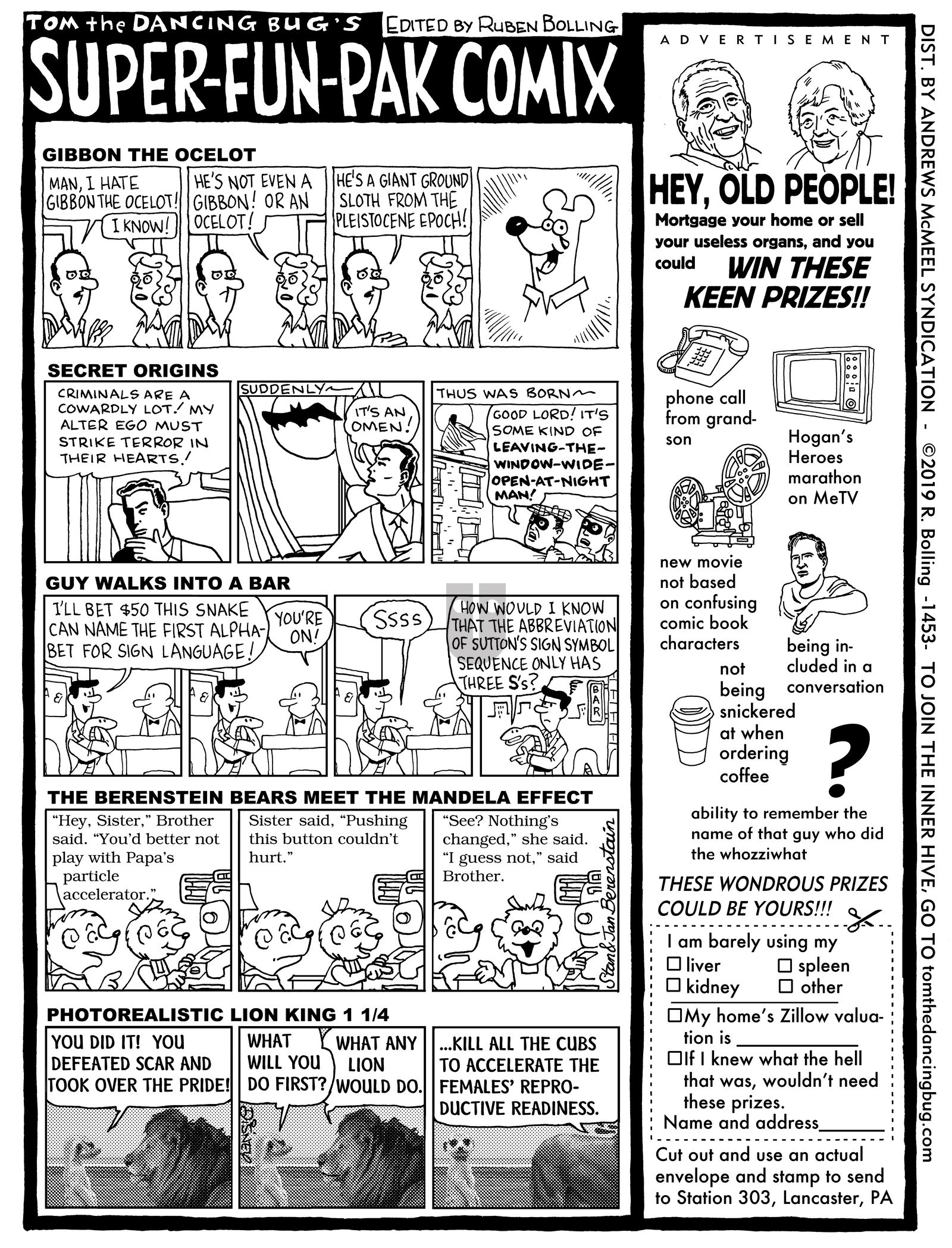 Tom the Dancing Bug - Monday August 26, 2019 Comic Strip