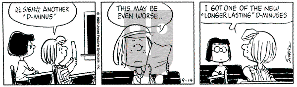 Peanuts on Thursday September 14, 1989 Comic Strip