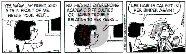 Peanuts on Tuesday November 26, 1991 Comic Strip