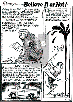 Ripley's Believe It or Not on Thursday March 15, 2001 Comic Strip