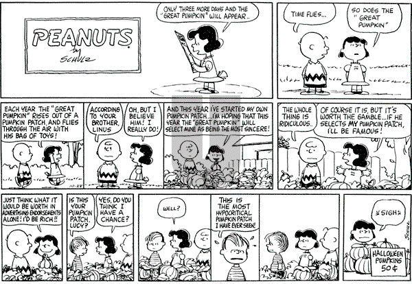 Peanuts - Sunday October 28, 1962 Comic Strip