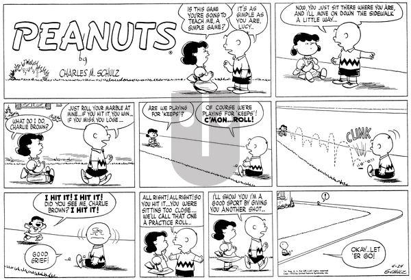Peanuts on Sunday April 24, 1955 Comic Strip