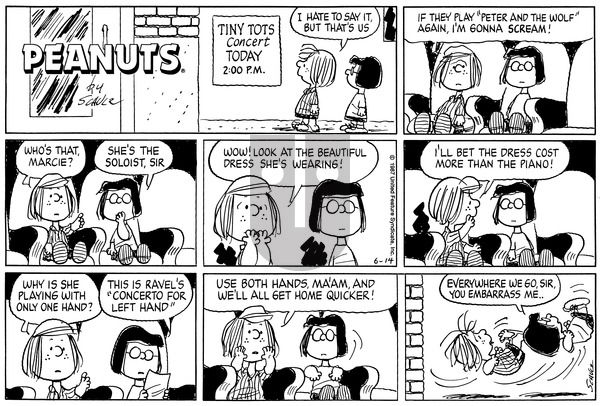 Peanuts on Sunday June 14, 1987 Comic Strip