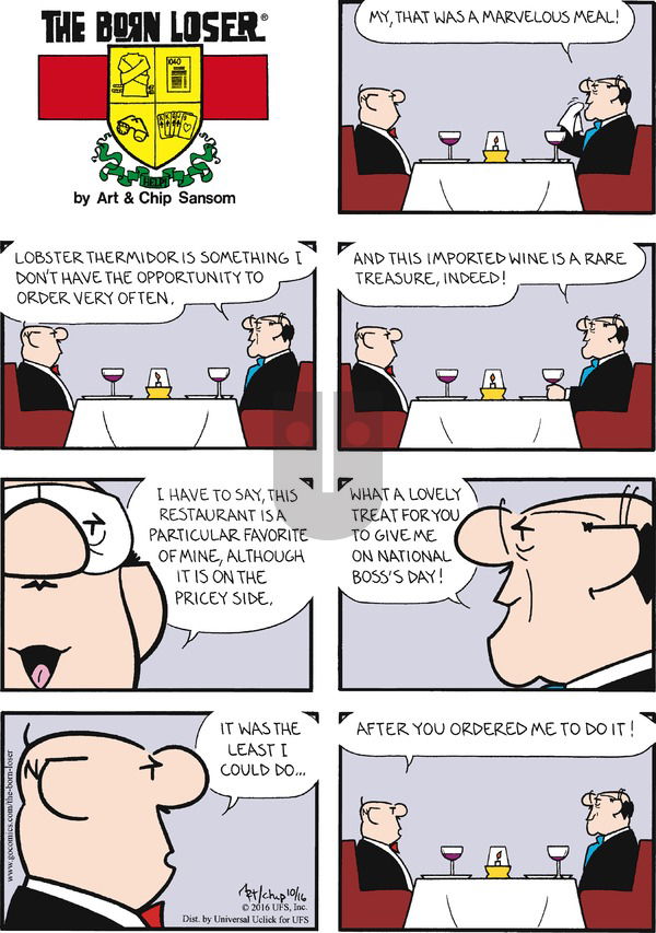 The Born Loser on Sunday October 16, 2016 Comic Strip