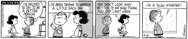 Peanuts on Wednesday September 30, 1964 Comic Strip