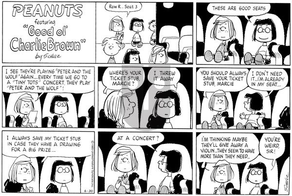 Peanuts on Sunday June 30, 1985 Comic Strip
