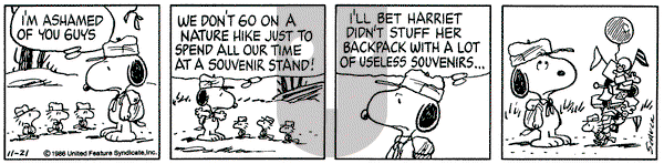 Peanuts on Friday November 21, 1986 Comic Strip