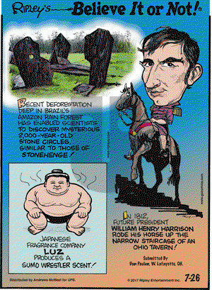 Ripley's Believe It or Not on Wednesday July 26, 2017 Comic Strip