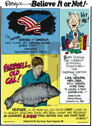 Ripley's Believe It or Not on Thursday November 25, 2010 Comic Strip