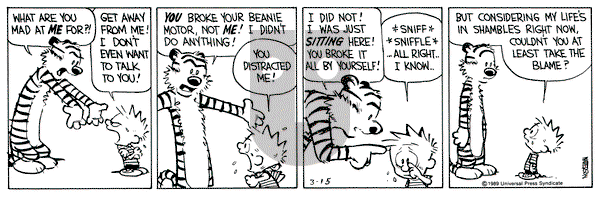 Calvin and Hobbes on Wednesday March 15, 1989 Comic Strip